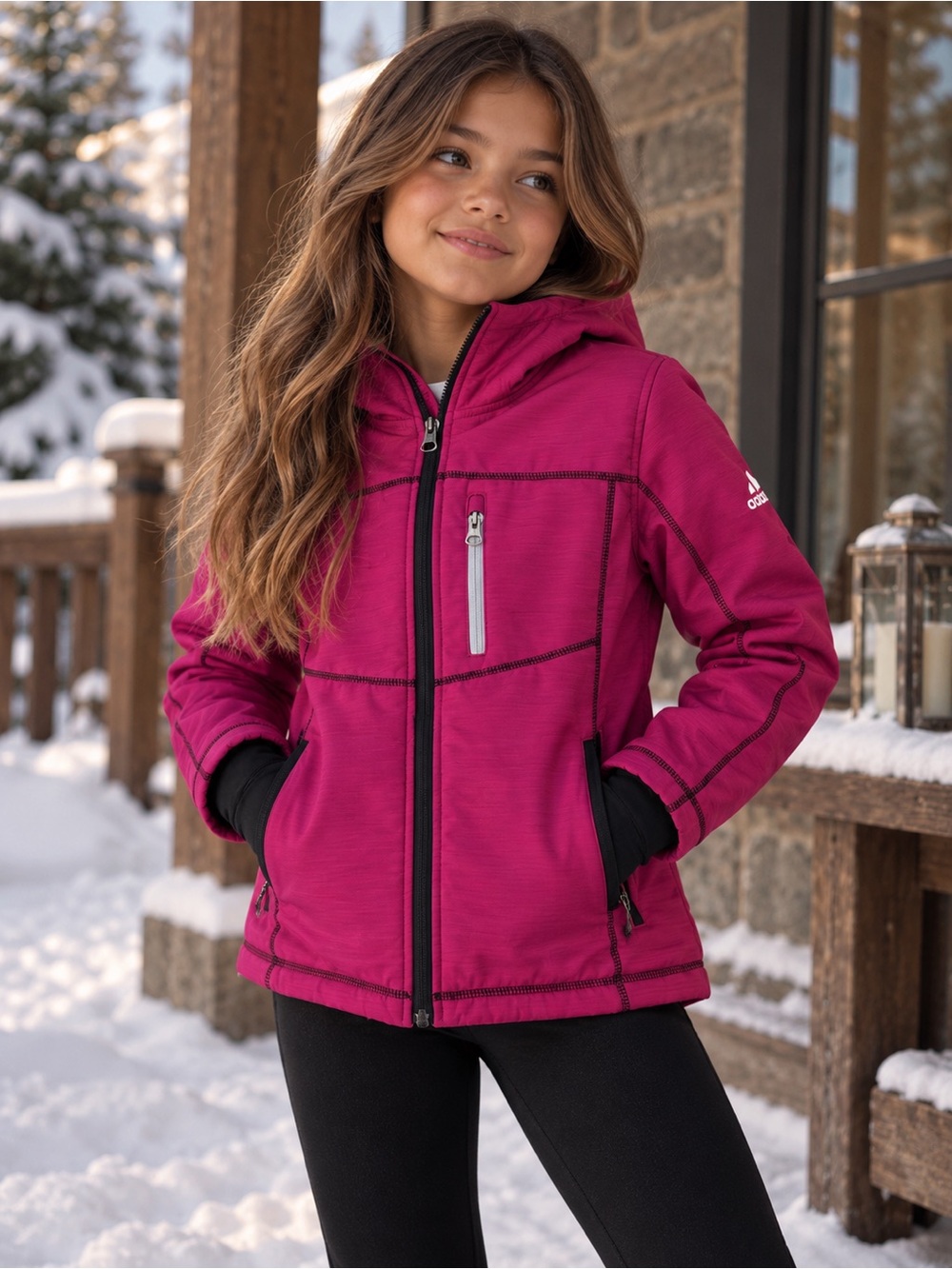 Girls Snozu Hot Pink Hooded Snow Jacket Size 10/12 - Winter Ski Outdoor Coat